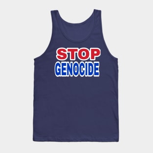 STOP GENOCIDE- Red, White & Blue - Front Tank Top